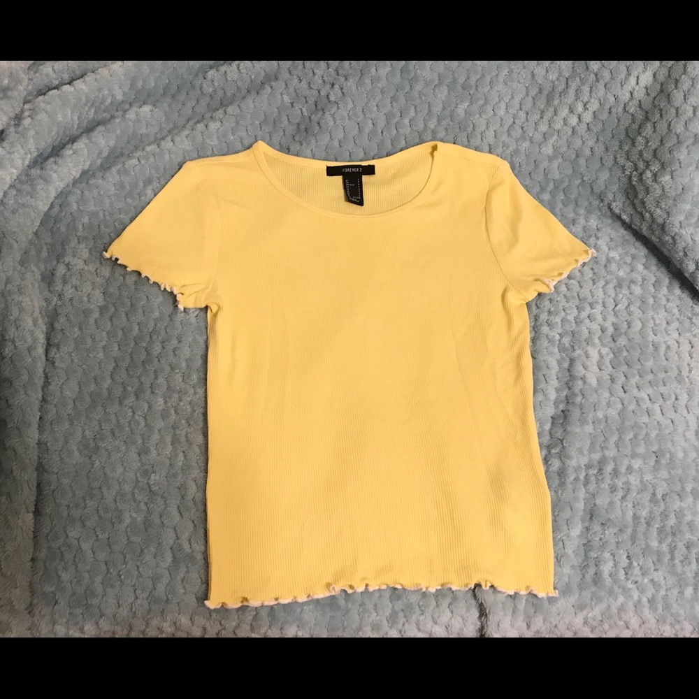 YELLOW LETTUCE EDGE FOREVER 21 TSHIRT